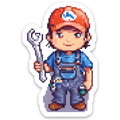 pricing emoji for plumbers, blue color, includes a wrench or pipe sticker