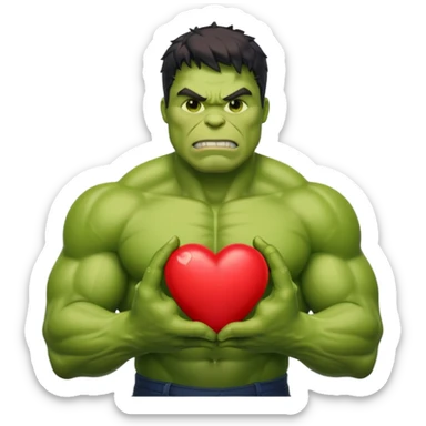 hulk with heart sticker