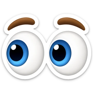 Create an eyes emoji inspired by the reference image but styled in iOS emoji style. The eyes should be large and expressive with blue irises, no face, just the eyes looking left. sticker