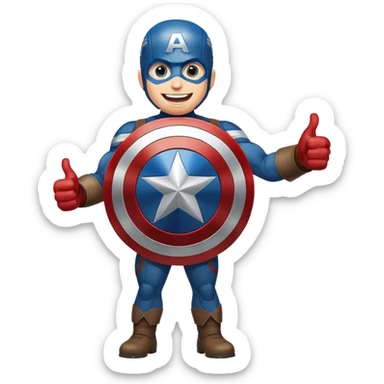 Captain America's shield with a big smile, giving a big thumbs-up sticker