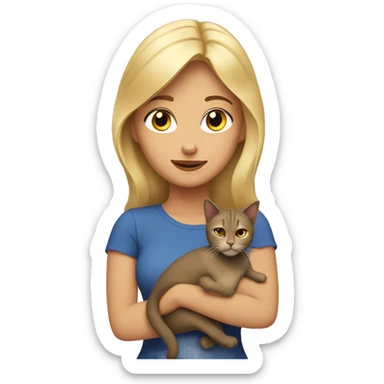 Mujer rubia con un gato sticker