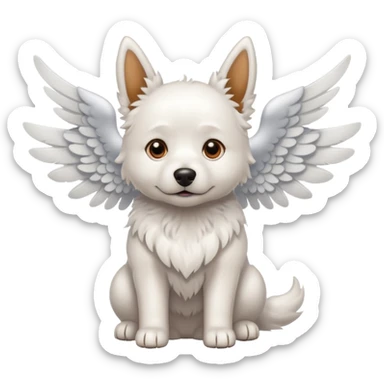 Perro blanco con alas sticker
