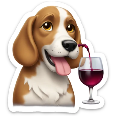 Dog drinking wine sticker