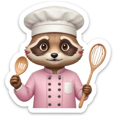 chef pink raccoon sticker