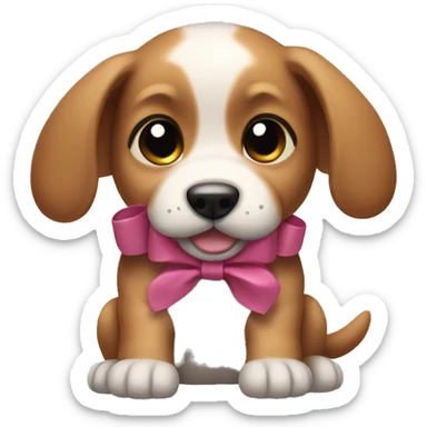 puppy with a bow  sticker