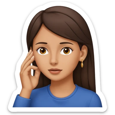 Brunette Woman holding her ear out because she can’t hear sticker