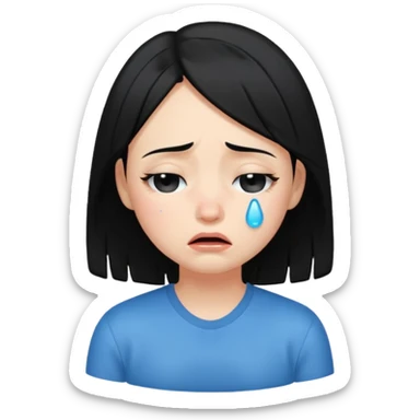 eye closed crying girl with black hair  sticker