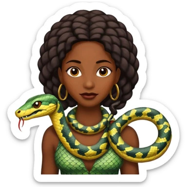 black woman with snake on shoulders sticker