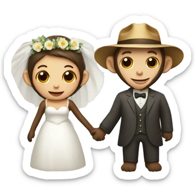 Monkey and a farmer getting married  sticker