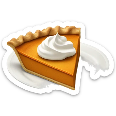 Pumpkin pie slice on plate with whipped cream sticker