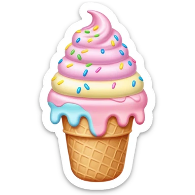 Melted kawaii pastel ice cream sticker