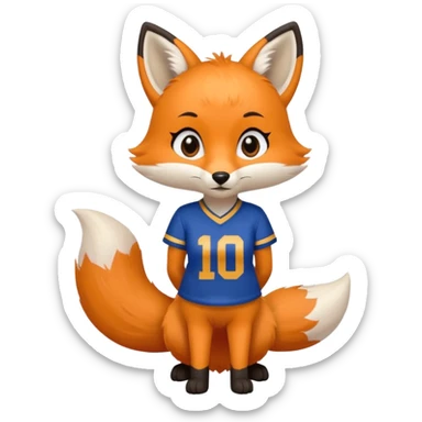 A cute girl fox with a bushy tail wearing a LA Rams shirt sticker