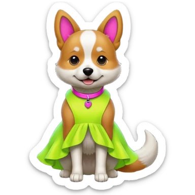DOG wearring neon fashion dress sticker