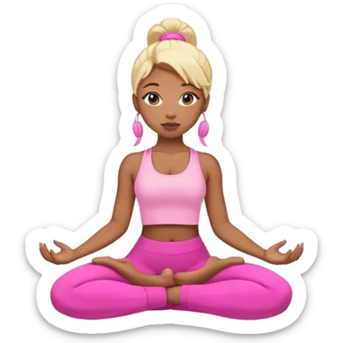 black girl with blonde hair pink yoga aesthetic sticker