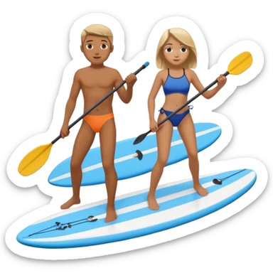 Paddle surf boy and girl sticker