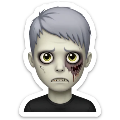 zombie boy with emo hair and black shirt sticker
