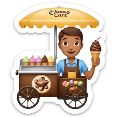 Vendor + choco cart,Ice Cream Vendor. sticker