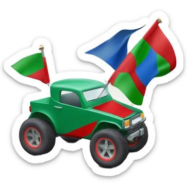 Bandera gitana azul verde y roja con rueda de carro roja en medio sticker