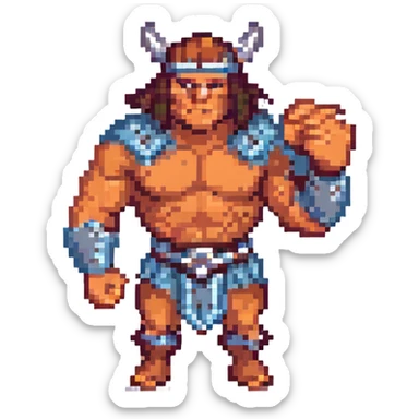 barbarian warrior flexing after a win sticker