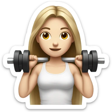 Pale girl with long brown hair lifting weights sticker