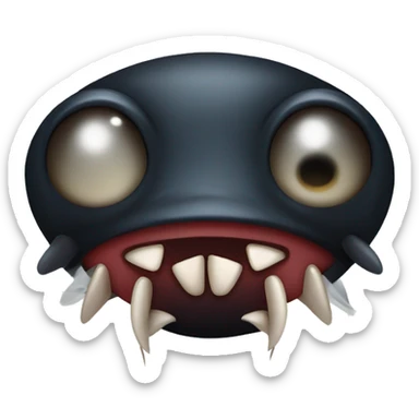 A midge (very tiny fly from scotland) looking like a vampire (with two protruding teeth), view from face/profile, looking like aggresive, looking cute sticker