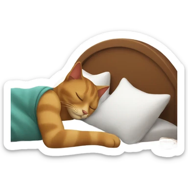 cat sleeping in bed with man sticker