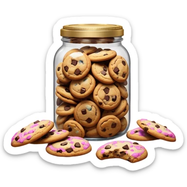 Open jar spilling cookies on counter sticker