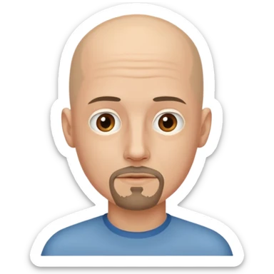 Hombre delgado piel clara sin cabello con perilla sticker