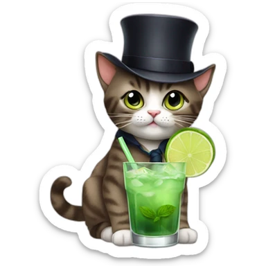baby sherlock holmes cat drinking mojito sticker