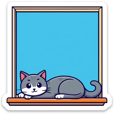 lofi cat lounging on a windowsill, city at night sticker