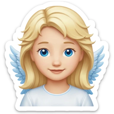 angel emoji blonde hair, blue eyes and smiling sticker