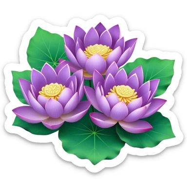 bouquet Purple Lotus,stem, Lotus leaf sticker