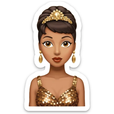 Josephine Baker with dark brown hair, bronze sequin outfit sticker