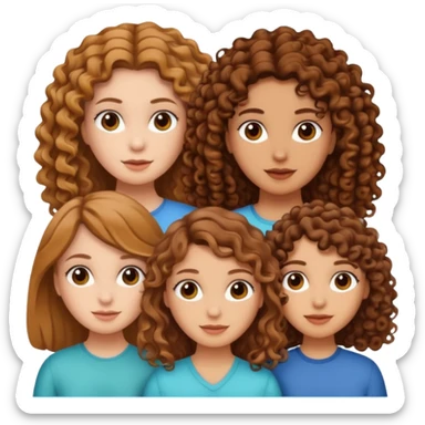 Three white girls, all of off this with brown hair but one whit straight one whit curly and one whit very curly(aesthetic) sticker