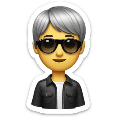 boy with Center Parting Bowl Cut hair wearing cool sunglasses sticker