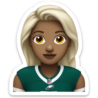  Light skin female wearing Philadelphia Eagles jersey sticker