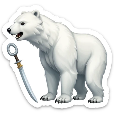 Polar bear with saber fangs and a wolf’s tail; full body sticker