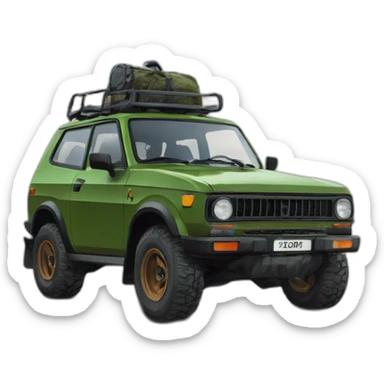 orc in the Niva 4x4 russian car sticker