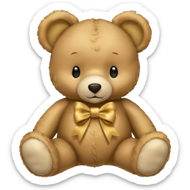 beige teddy bear with golden bow sticker