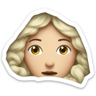 white woman face with ice and cold around it, snuggled in blanket sticker