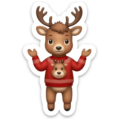 reindeer baby  cute, full body , in a christmas sweater sticker