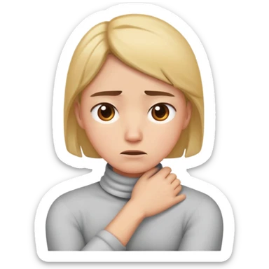 Crossed arms on neck with irritated face sticker