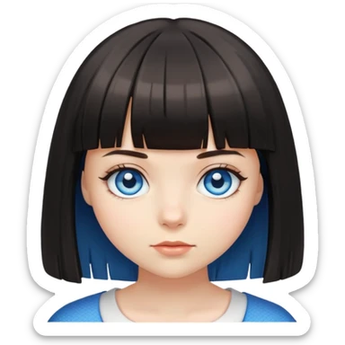 Girl with bob cut, blue eyes and hair bangs sticker