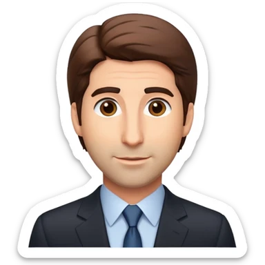 Ross Geller from Friends TV show with brown hair and suit sticker