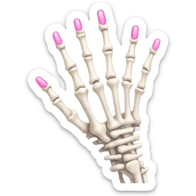 skeleton hand with long pink nails sticker