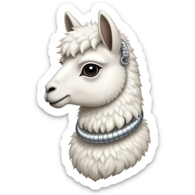 white llama with a steel resilient coil around the neck sticker