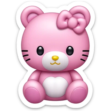 pink kawaii plush hello kitty bear sticker