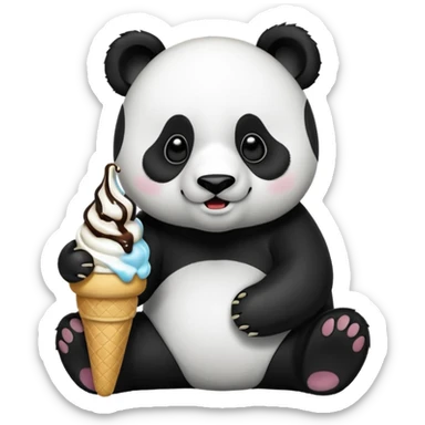 Panda eating ice cream sticker