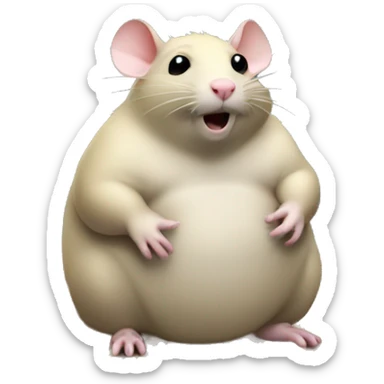 Very Very Fat Rat playing computer video gamesy  sticker