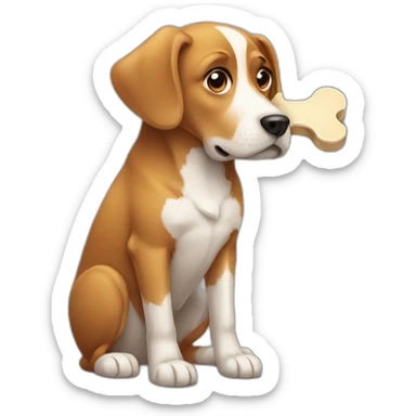 dog thinking about the bone sticker
